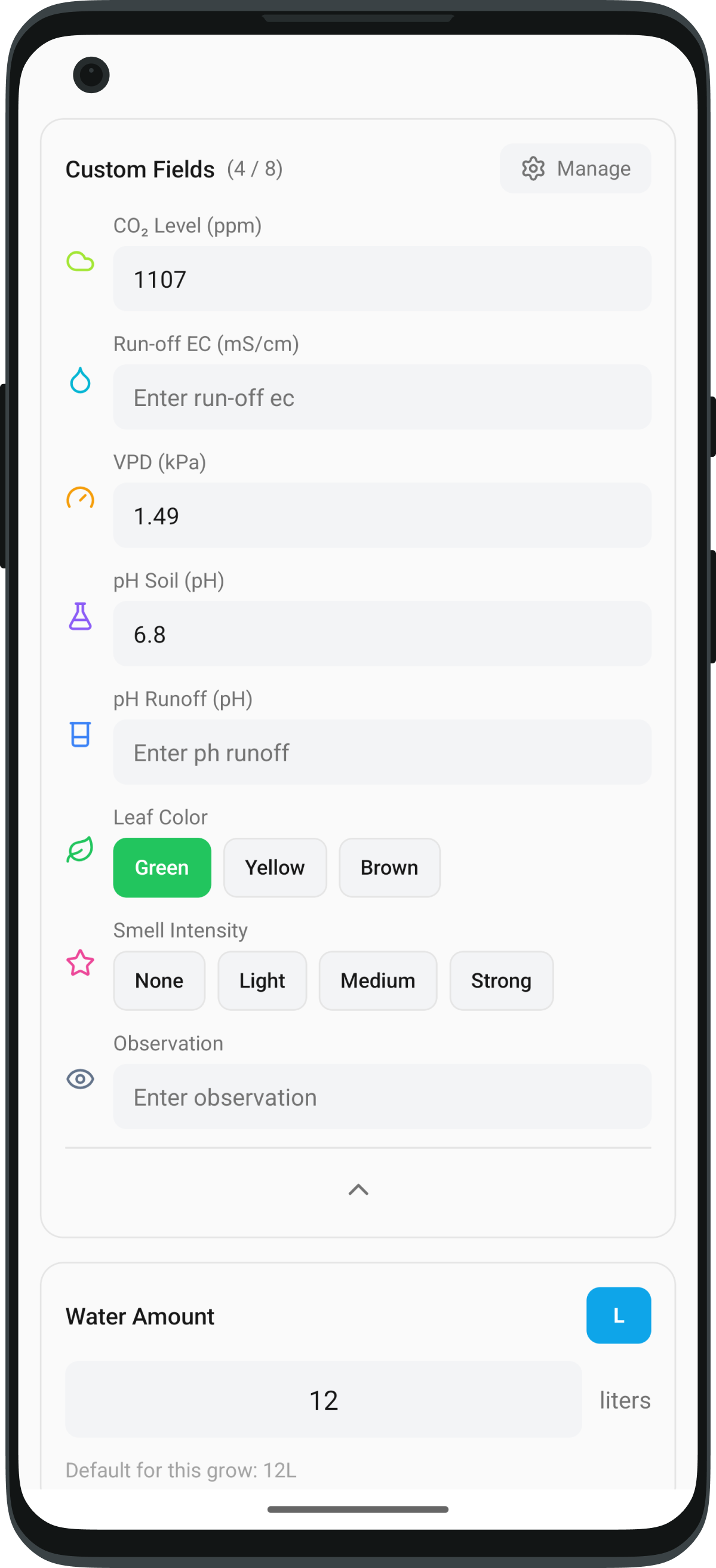 GrowBro Custom Fields - Track EC, VPD, pH and more